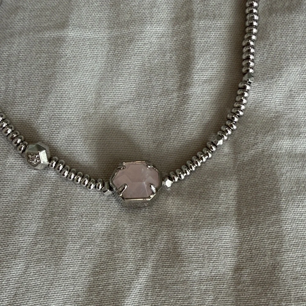 Kendra Scott Silver Beaded Kids Bracelet With Pink Stone NWT